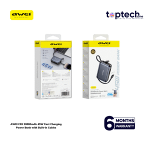 Alternative view of AWEI C03 20000mAh 45W Fast Charging Power Bank with Built-in Cables