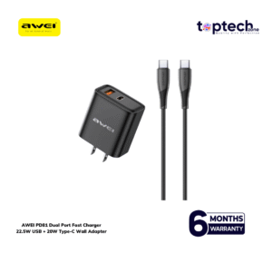 AWEI PD81 Dual Port Fast Charger 22.5W USB + 20W Type-C Wall Adapter