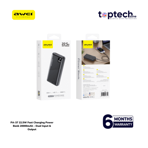 Alternative view of Awei PA-37 22.5W PD 20000mAh Fast Charging Digital Display Power Bank