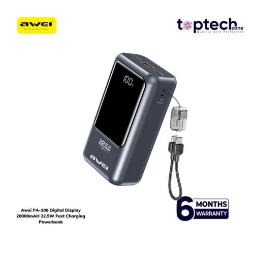 Awei PA-100 Digital Display 20000mAH 22.5W Fast Charging Powerbank - Image 3