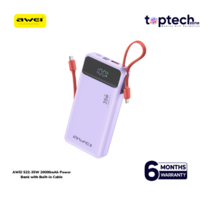 Alternative view of AWEI S22-35W 20000mAh Power Bank with Built-in Cable