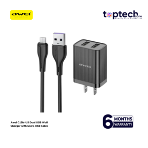 Awei C15M-US Dual USB Wall Charger with Micro-USB Cable