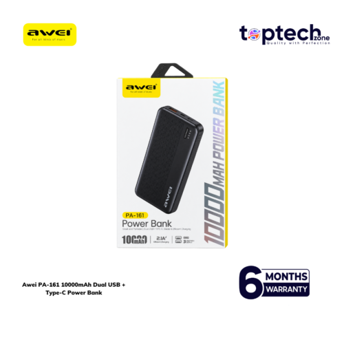 Awei PA-161 10000mAh Dual USB + Type-C Power Bank